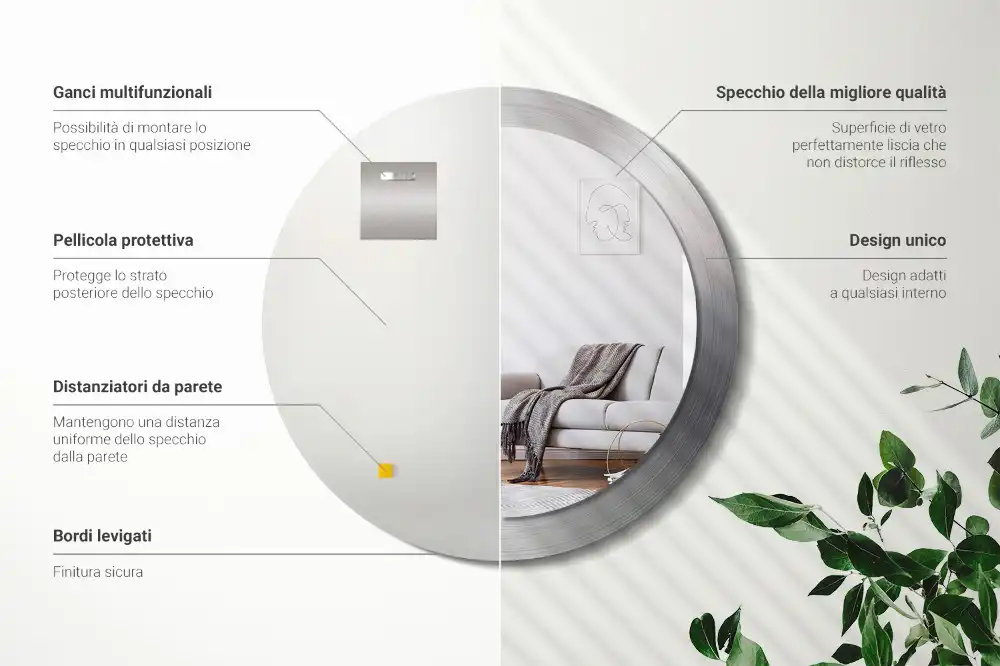 Okrúhle dekoračné zrkadlo na stenu Imitácia kovu