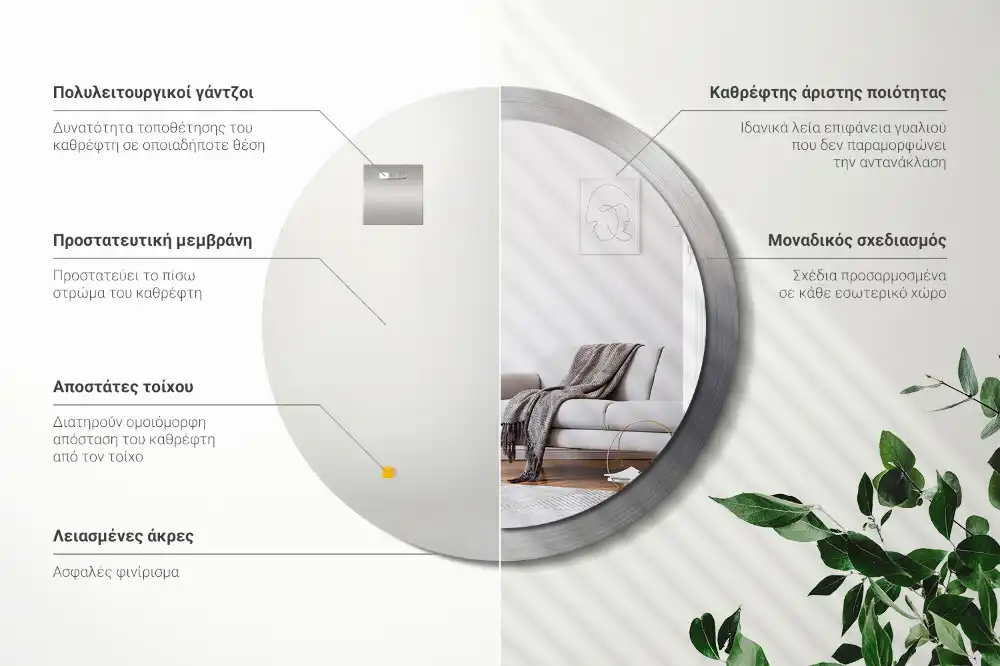 Okrúhle dekoračné zrkadlo na stenu Imitácia kovu