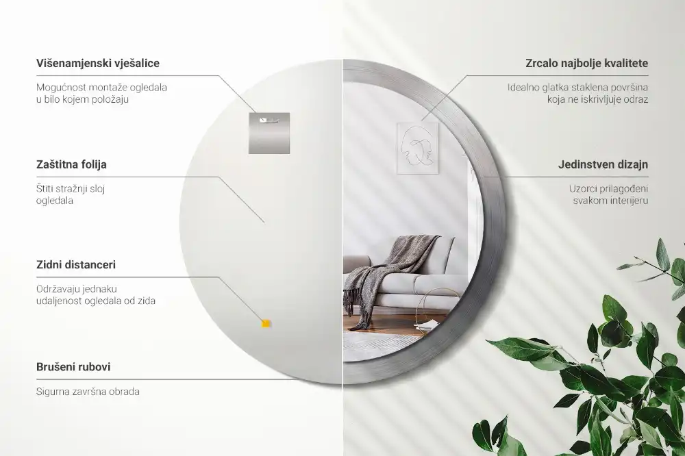 Okrúhle dekoračné zrkadlo na stenu Imitácia kovu