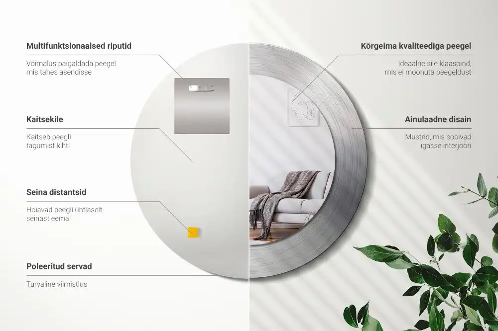 Okrúhle dekoračné zrkadlo na stenu Imitácia kovu