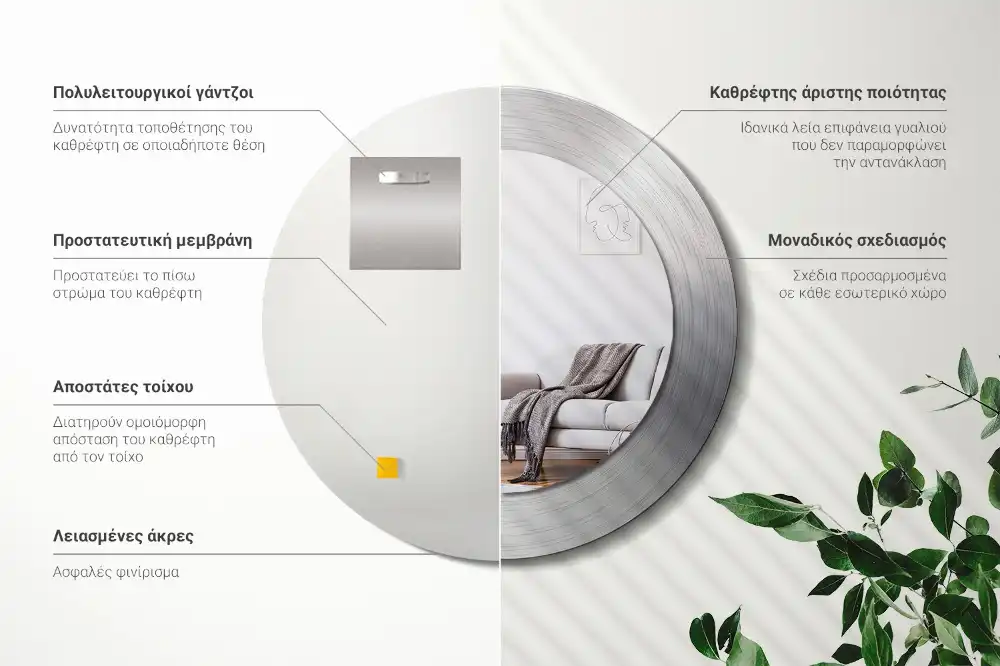 Okrúhle dekoračné zrkadlo na stenu Imitácia kovu