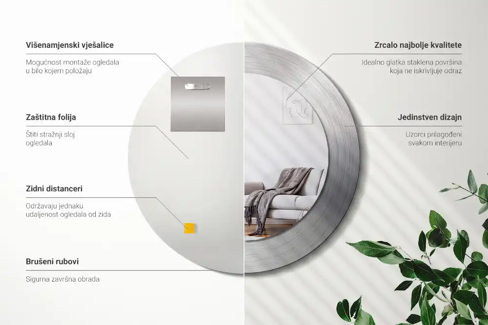 Okrúhle dekoračné zrkadlo na stenu Imitácia kovu