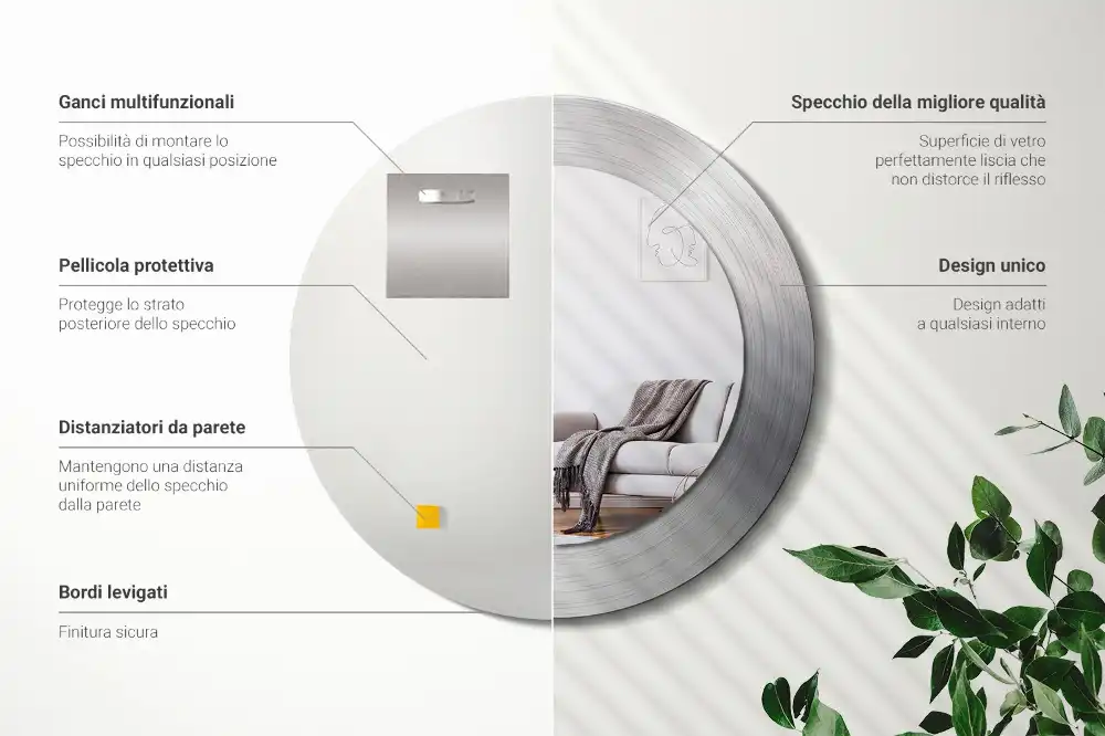 Okrúhle dekoračné zrkadlo na stenu Imitácia kovu