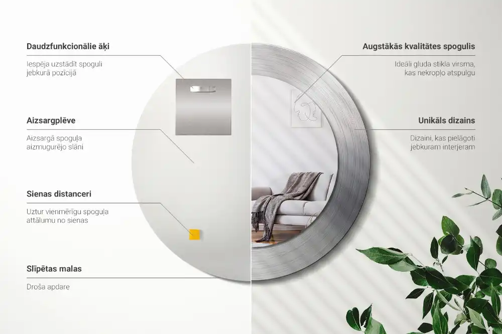 Okrúhle dekoračné zrkadlo na stenu Imitácia kovu