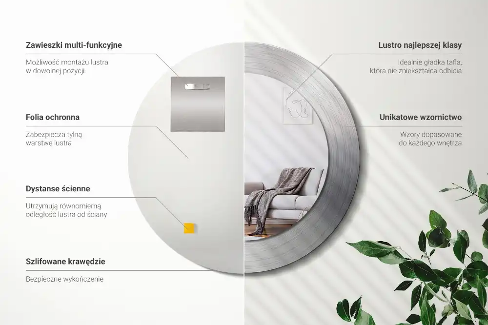 Okrúhle dekoračné zrkadlo na stenu Imitácia kovu