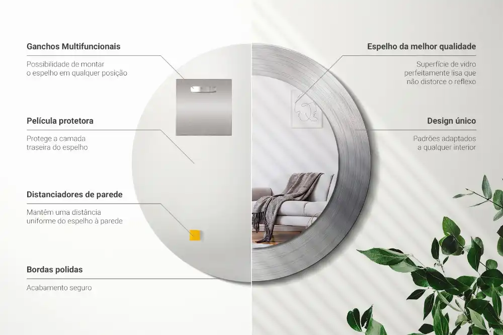 Okrúhle dekoračné zrkadlo na stenu Imitácia kovu