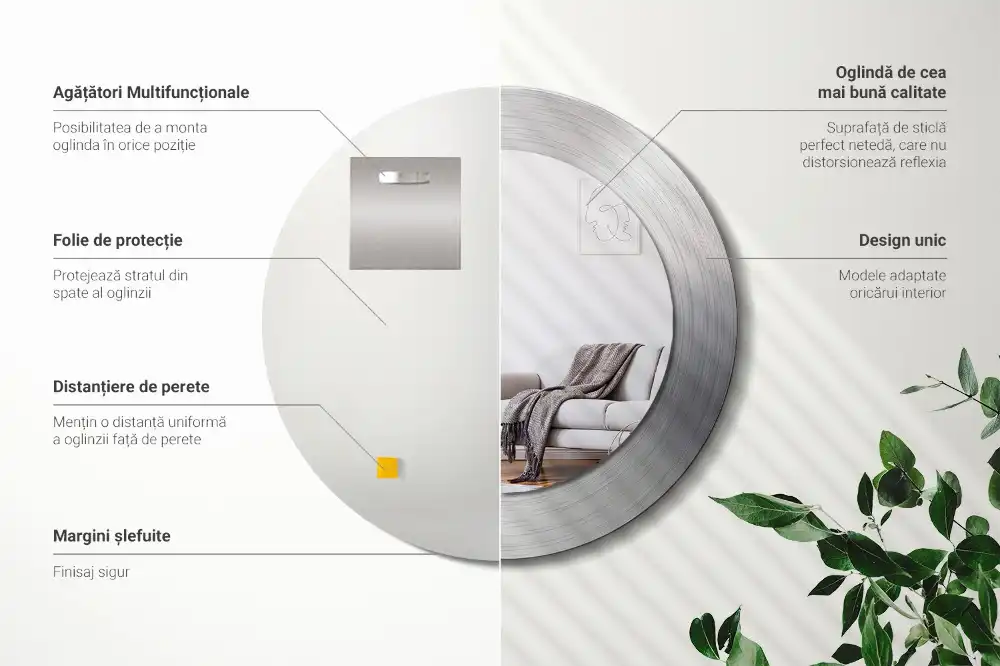 Okrúhle dekoračné zrkadlo na stenu Imitácia kovu