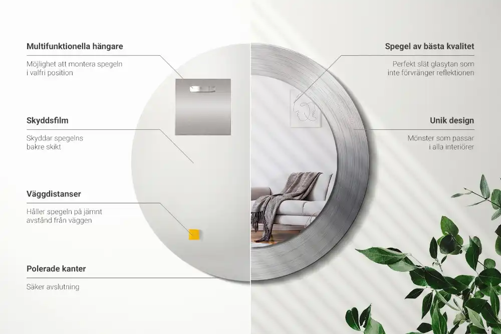 Okrúhle dekoračné zrkadlo na stenu Imitácia kovu