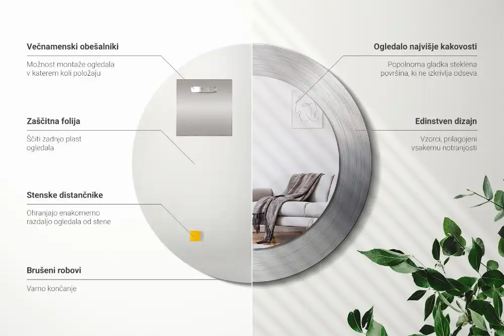 Okrúhle dekoračné zrkadlo na stenu Imitácia kovu