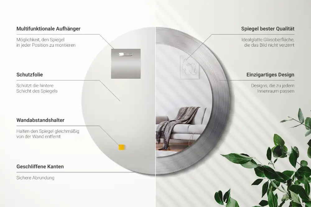 Okrúhle dekoračné zrkadlo na stenu Imitácia kovu