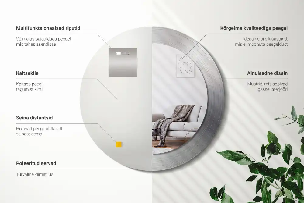 Okrúhle dekoračné zrkadlo na stenu Imitácia kovu