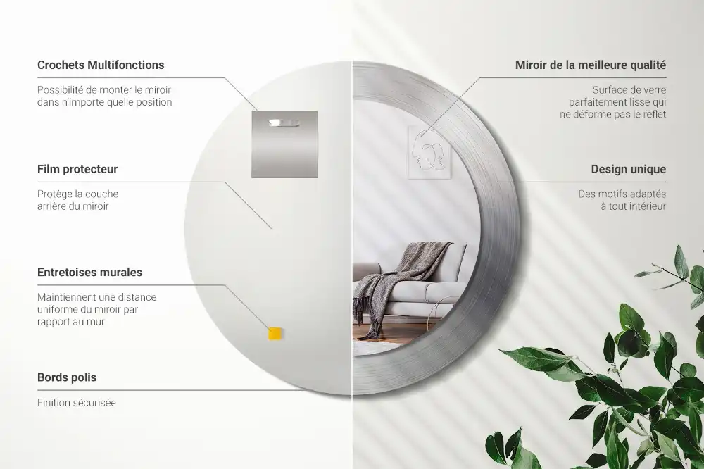 Okrúhle dekoračné zrkadlo na stenu Imitácia kovu