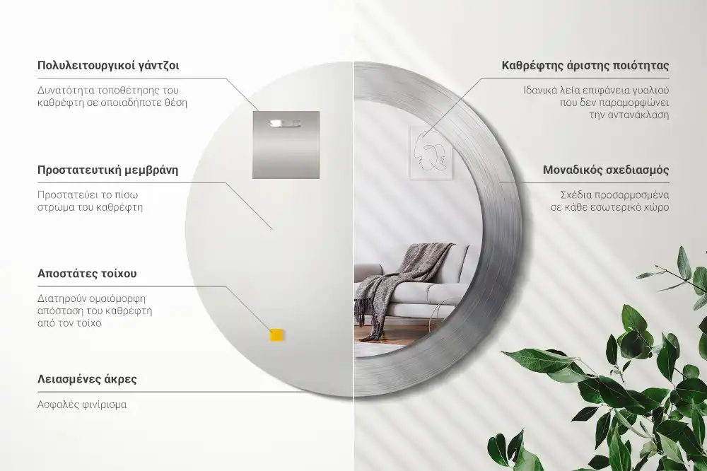 Okrúhle dekoračné zrkadlo na stenu Imitácia kovu