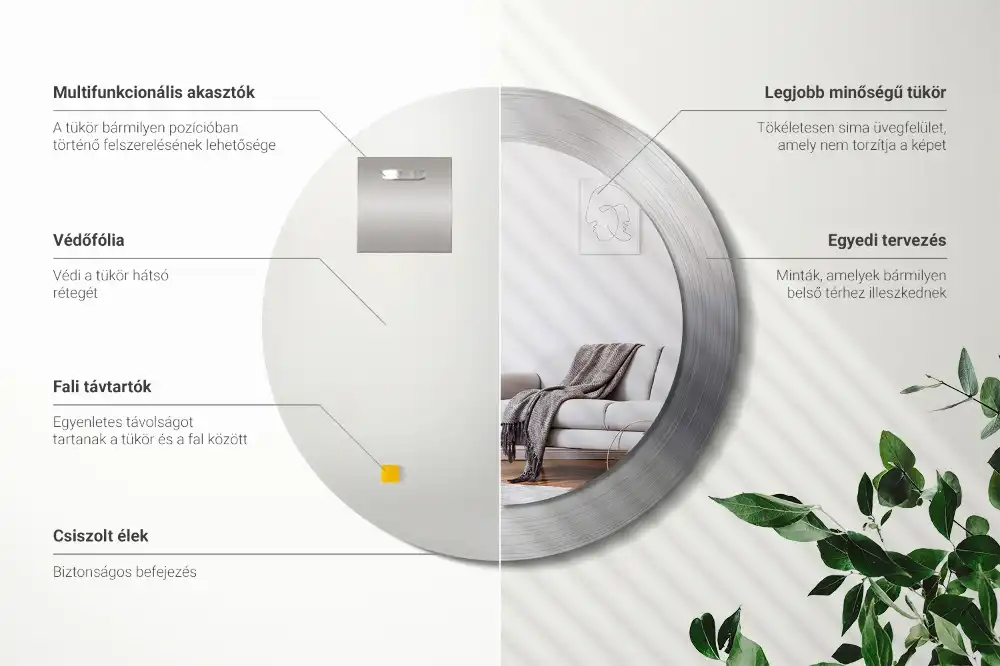 Okrúhle dekoračné zrkadlo na stenu Imitácia kovu