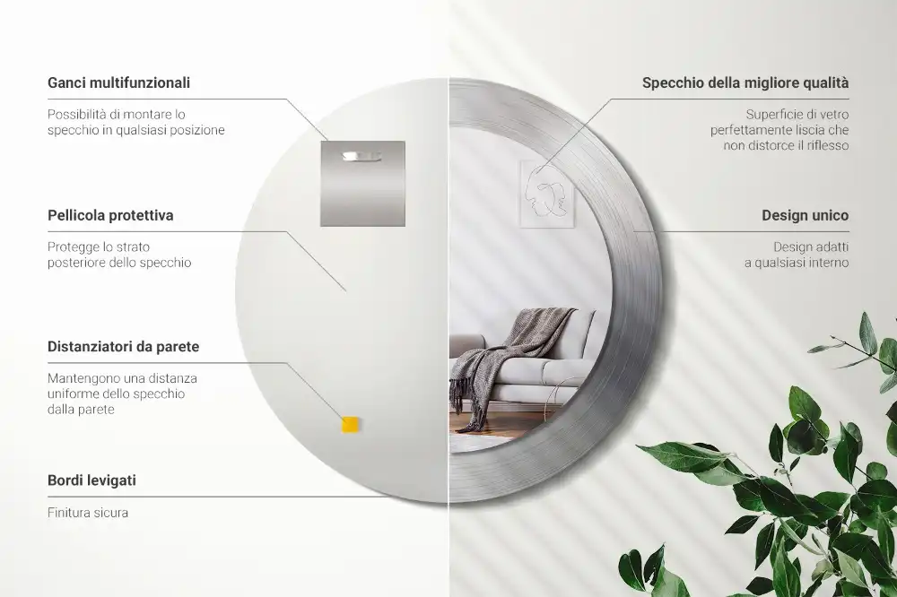 Okrúhle dekoračné zrkadlo na stenu Imitácia kovu