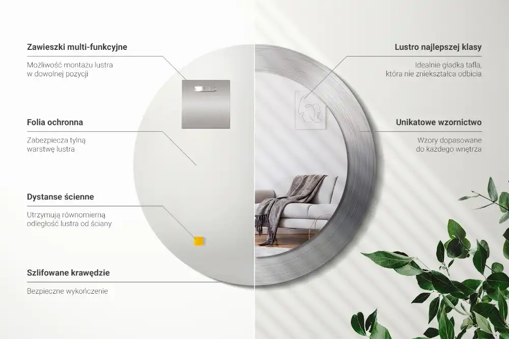 Okrúhle dekoračné zrkadlo na stenu Imitácia kovu