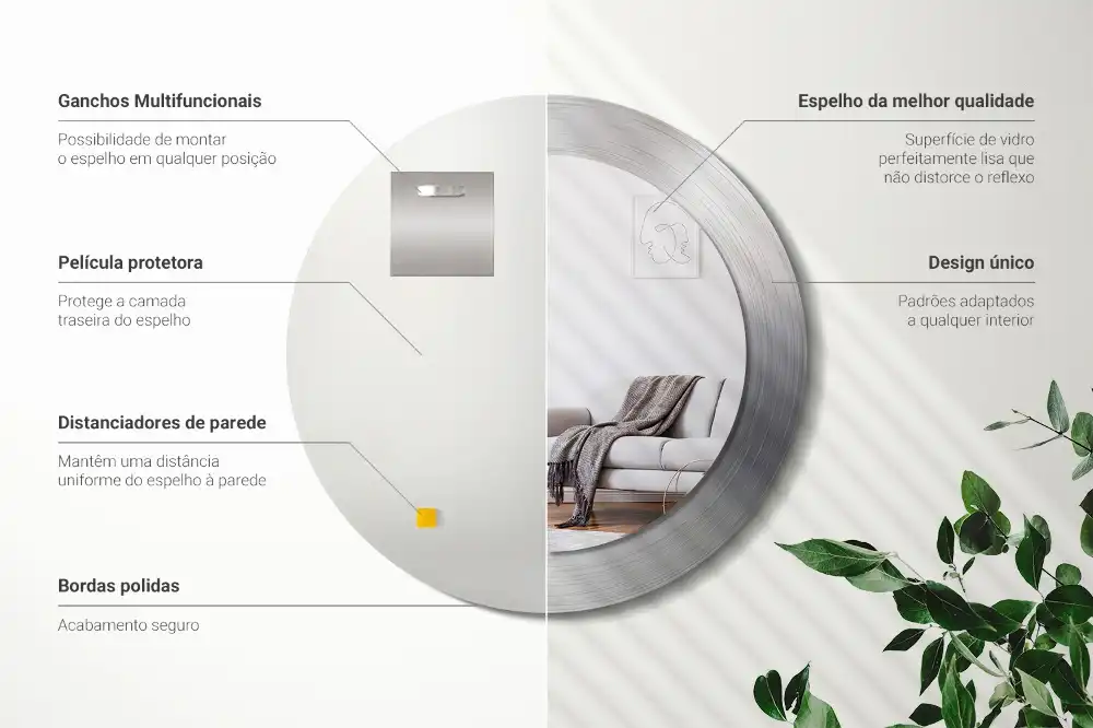 Okrúhle dekoračné zrkadlo na stenu Imitácia kovu