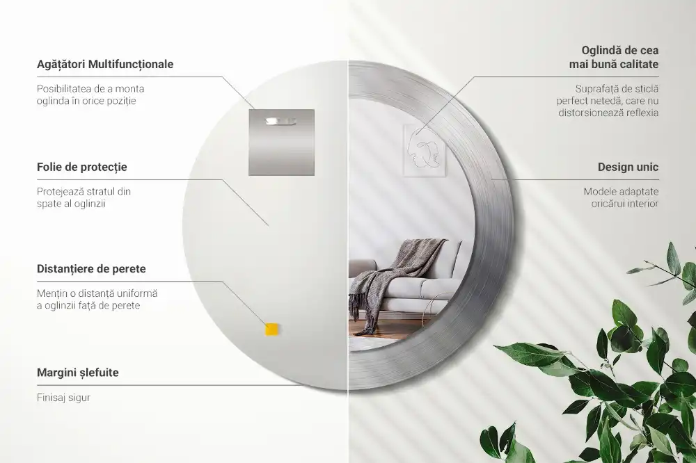 Okrúhle dekoračné zrkadlo na stenu Imitácia kovu