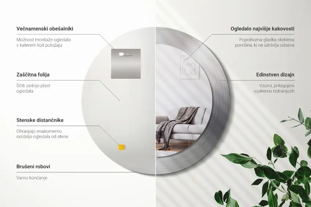 Okrúhle dekoračné zrkadlo na stenu Imitácia kovu