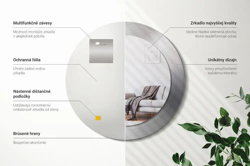 Okrúhle dekoračné zrkadlo na stenu Imitácia kovu