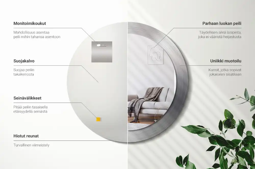 Okrúhle dekoračné zrkadlo na stenu Imitácia kovu