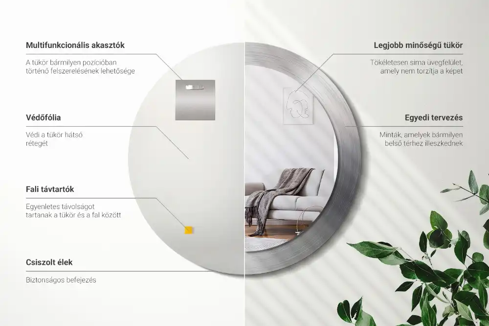 Okrúhle dekoračné zrkadlo na stenu Imitácia kovu