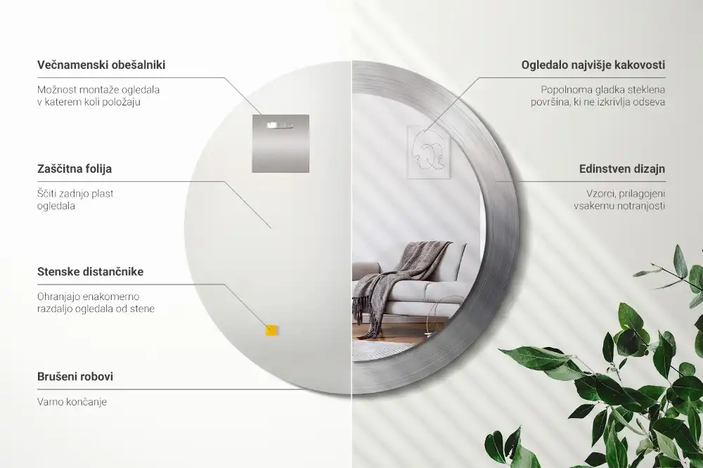 Okrúhle dekoračné zrkadlo na stenu Imitácia kovu