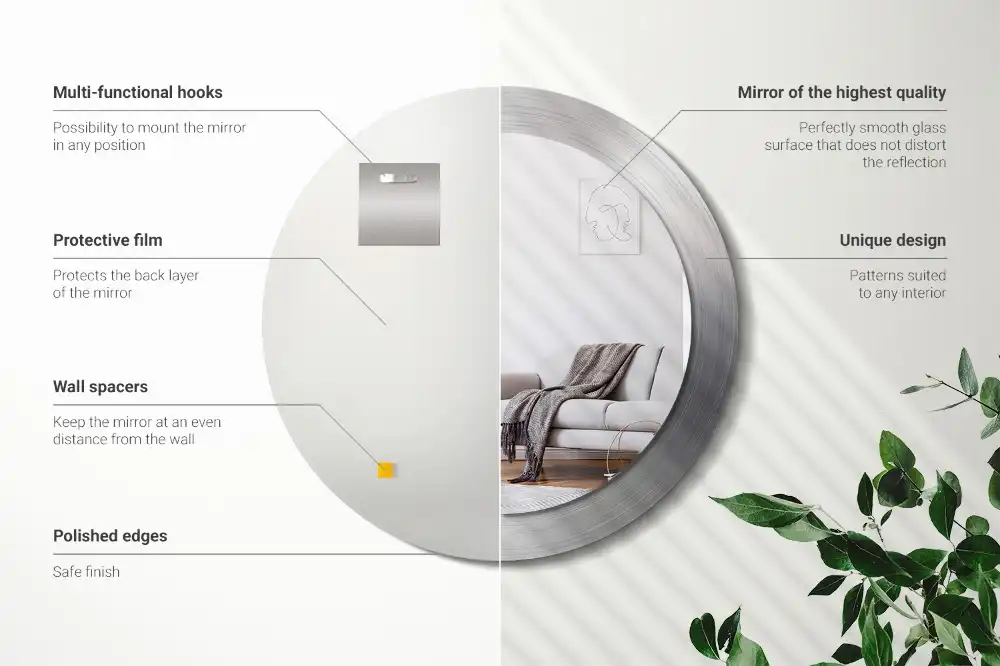 Okrúhle dekoračné zrkadlo na stenu Imitácia kovu