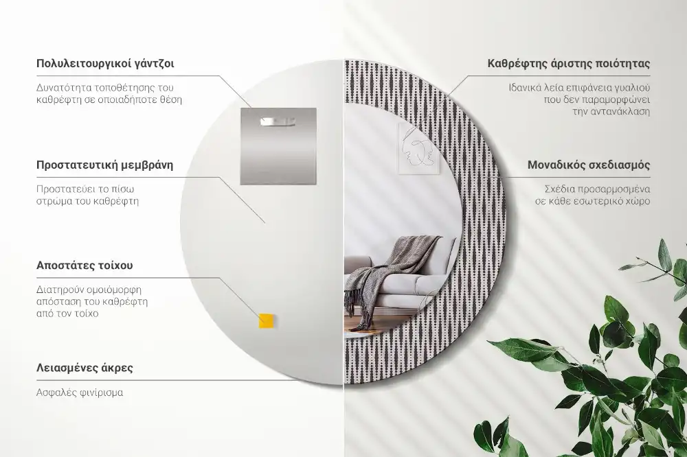 Okrúhle zrkadlo s potlačeným rámom Geometrický bodkový vzor