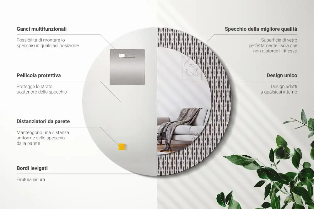 Okrúhle zrkadlo s potlačeným rámom Geometrický bodkový vzor