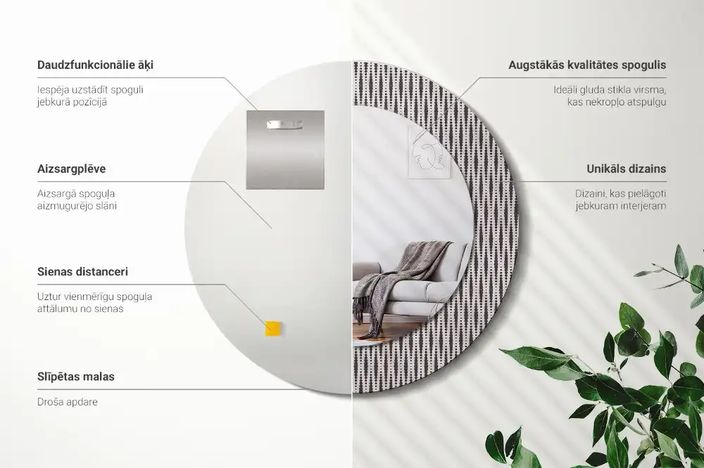 Okrúhle zrkadlo s potlačeným rámom Geometrický bodkový vzor