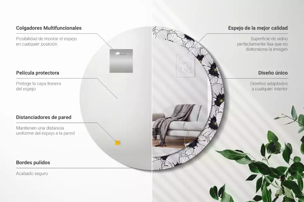 Okrúhle dekoračné zrkadlo na stenu Kvetinový aranžmán