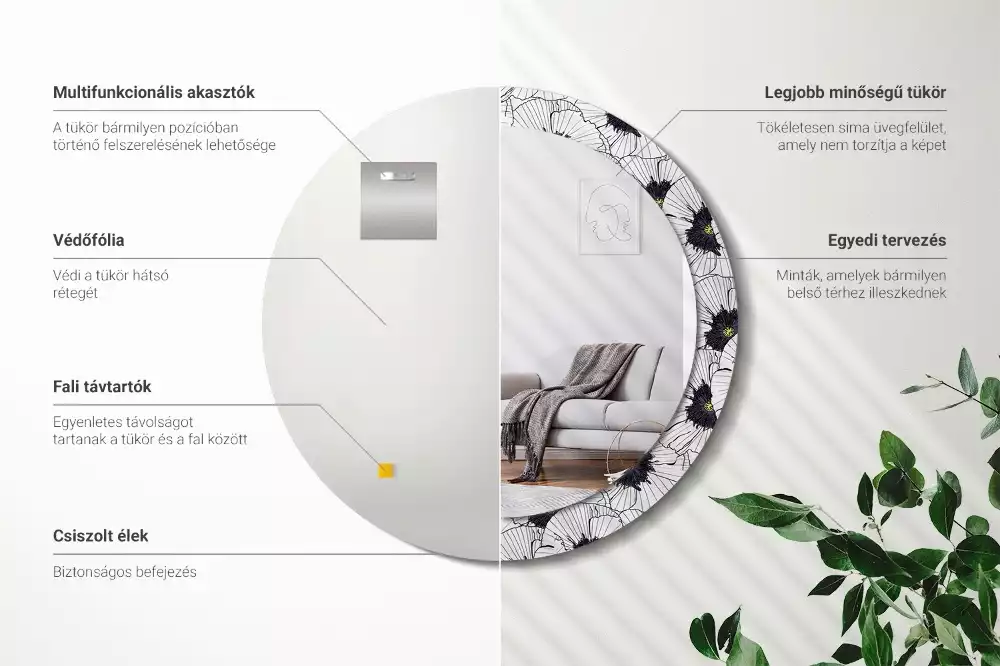 Okrúhle dekoračné zrkadlo na stenu Kvetinový aranžmán