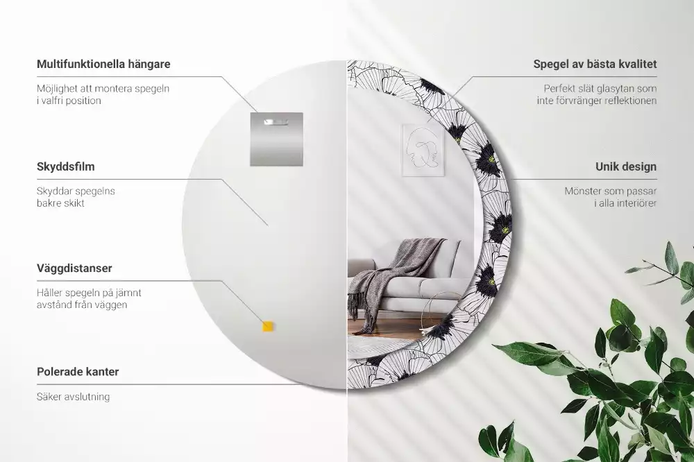 Okrúhle dekoračné zrkadlo na stenu Kvetinový aranžmán