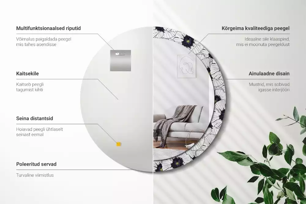 Okrúhle dekoračné zrkadlo na stenu Kvetinový aranžmán