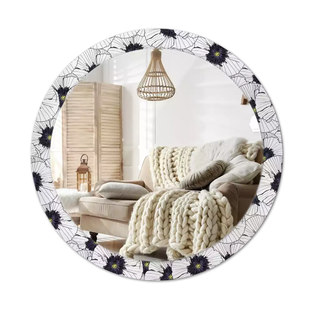 Okrúhle dekoračné zrkadlo na stenu Kvetinový aranžmán