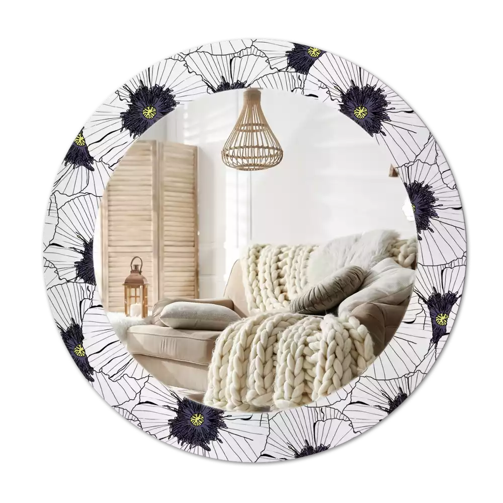 Okrúhle dekoračné zrkadlo na stenu Kvetinový aranžmán