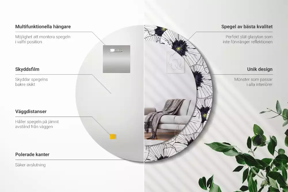 Okrúhle dekoračné zrkadlo na stenu Kvetinový aranžmán