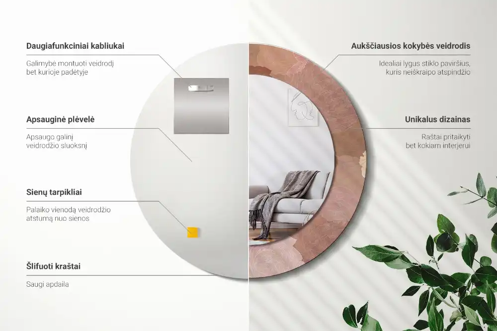 Okrúhle zrkadlo rám s potlačou Zloženie ruží