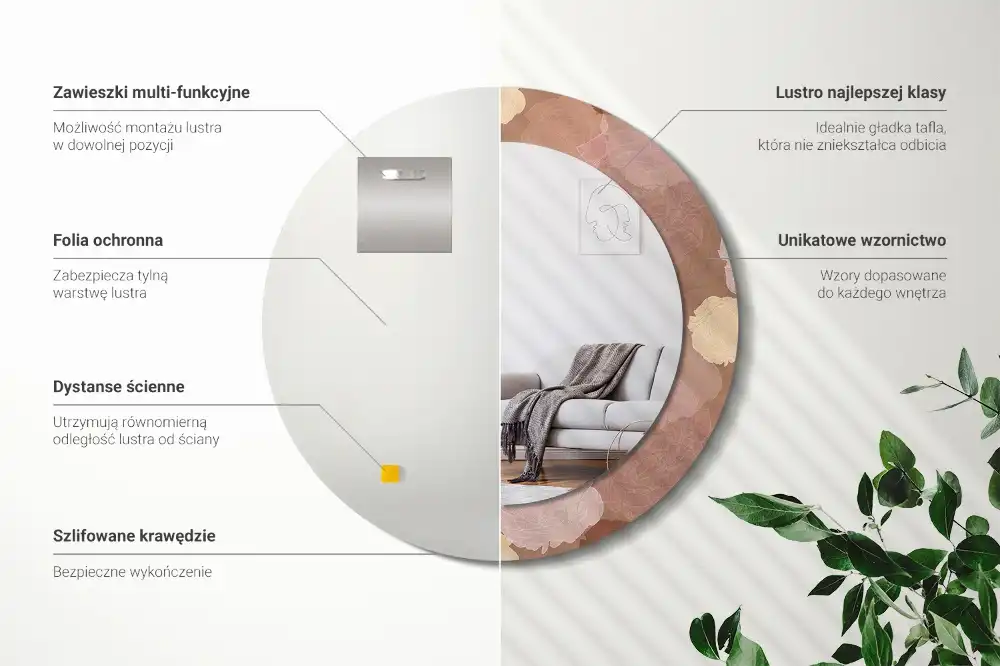 Okrúhle zrkadlo rám s potlačou Zloženie ruží