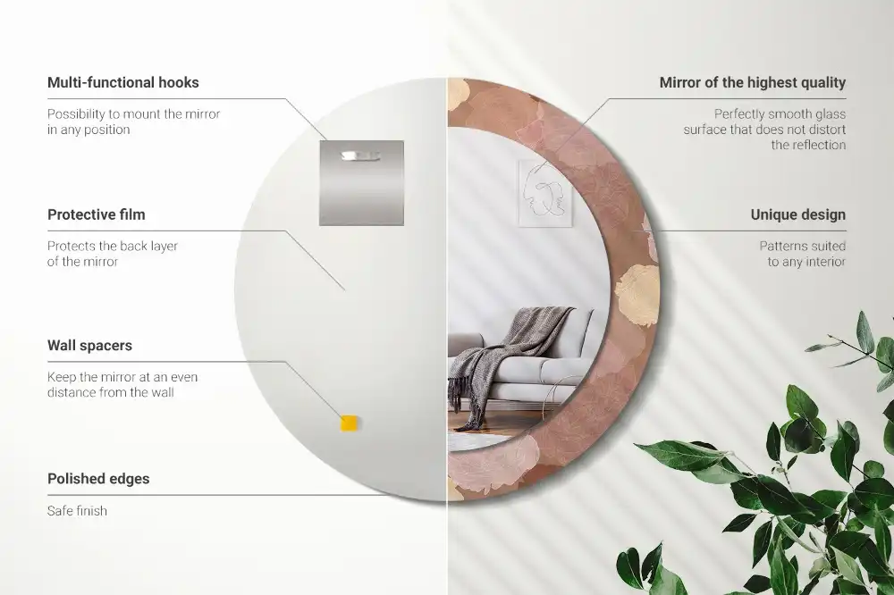 Okrúhle zrkadlo rám s potlačou Zloženie ruží