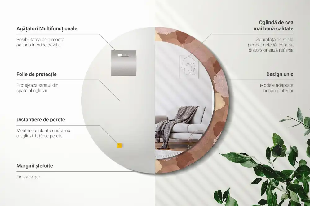 Okrúhle zrkadlo rám s potlačou Zloženie ruží