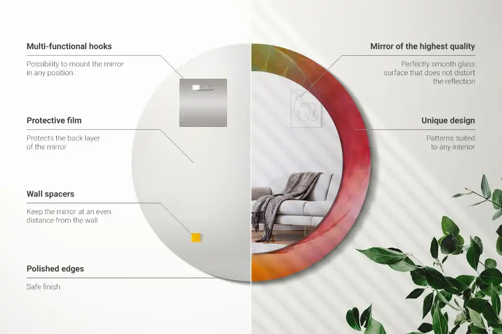 Okrúhle zrkadlo s potlačeným rámom Farebná paleta