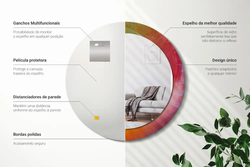 Okrúhle zrkadlo s potlačeným rámom Farebná paleta