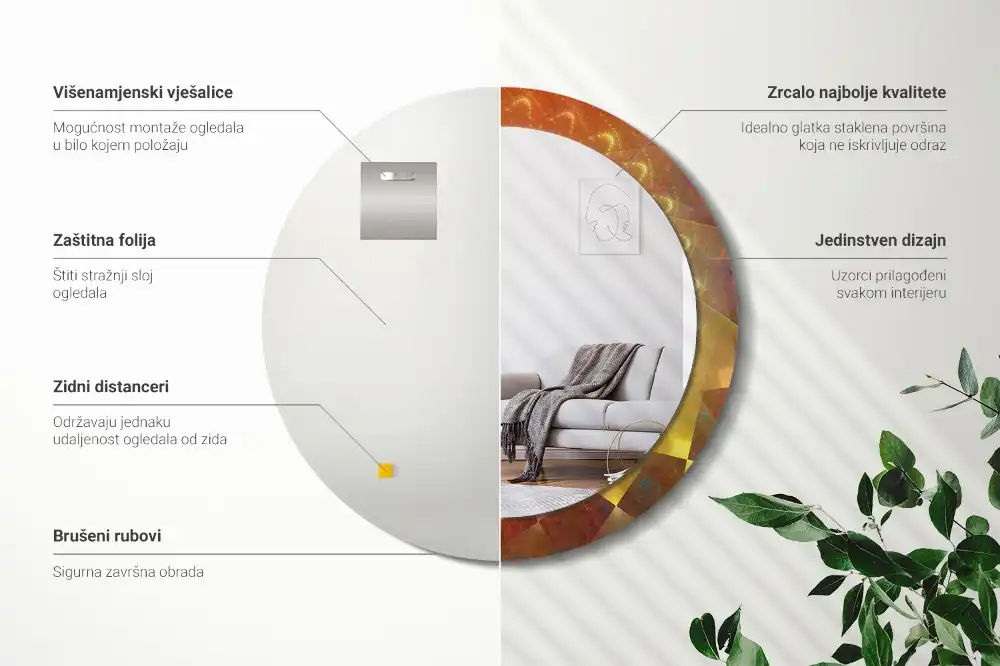 Okrúhle dekoračné zrkadlo na stenu Špirálová abstrakcia