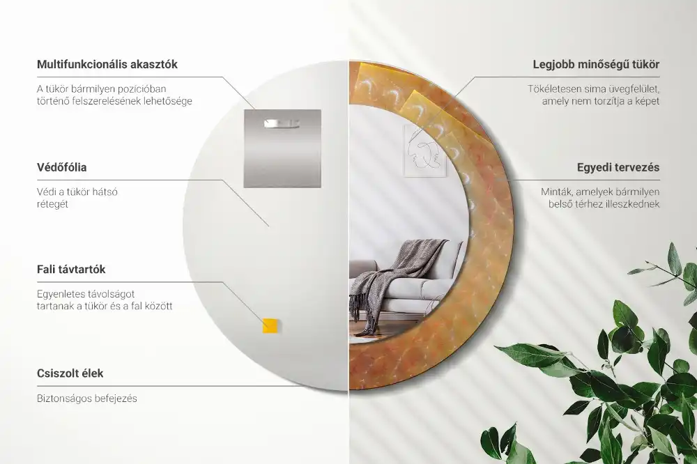 Okrúhle dekoračné zrkadlo na stenu Špirálová abstrakcia