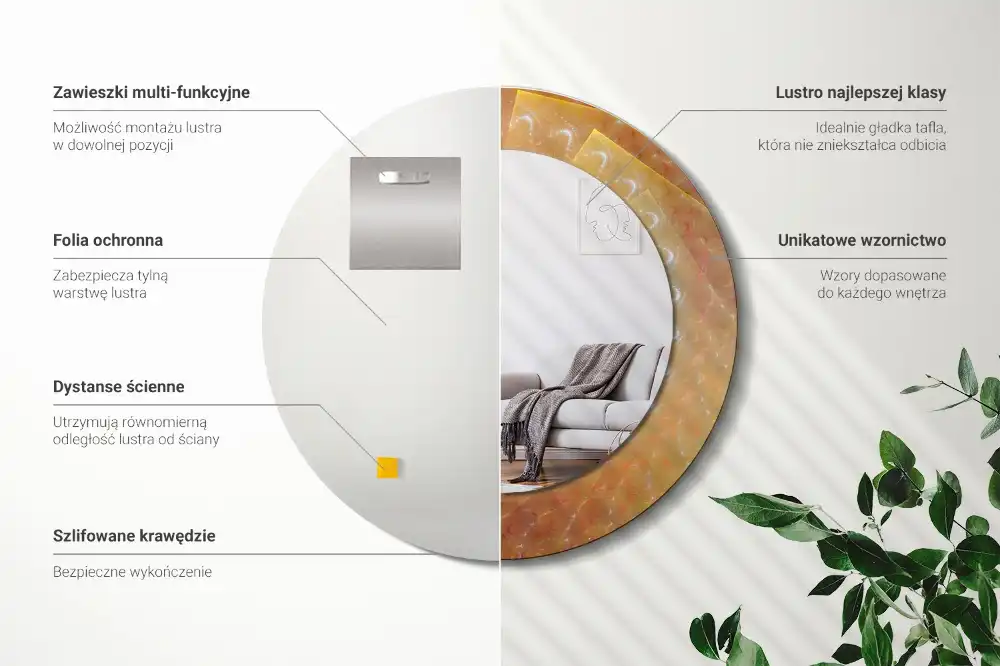 Okrúhle dekoračné zrkadlo na stenu Špirálová abstrakcia