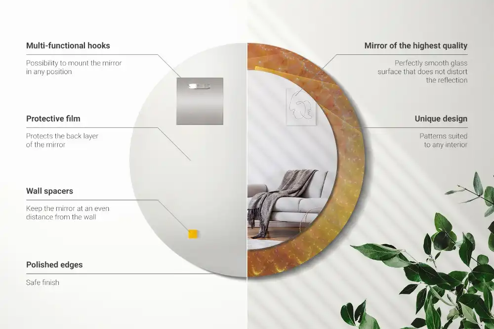 Okrúhle dekoračné zrkadlo na stenu Špirálová abstrakcia