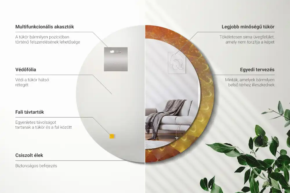 Okrúhle dekoračné zrkadlo na stenu Špirálová abstrakcia