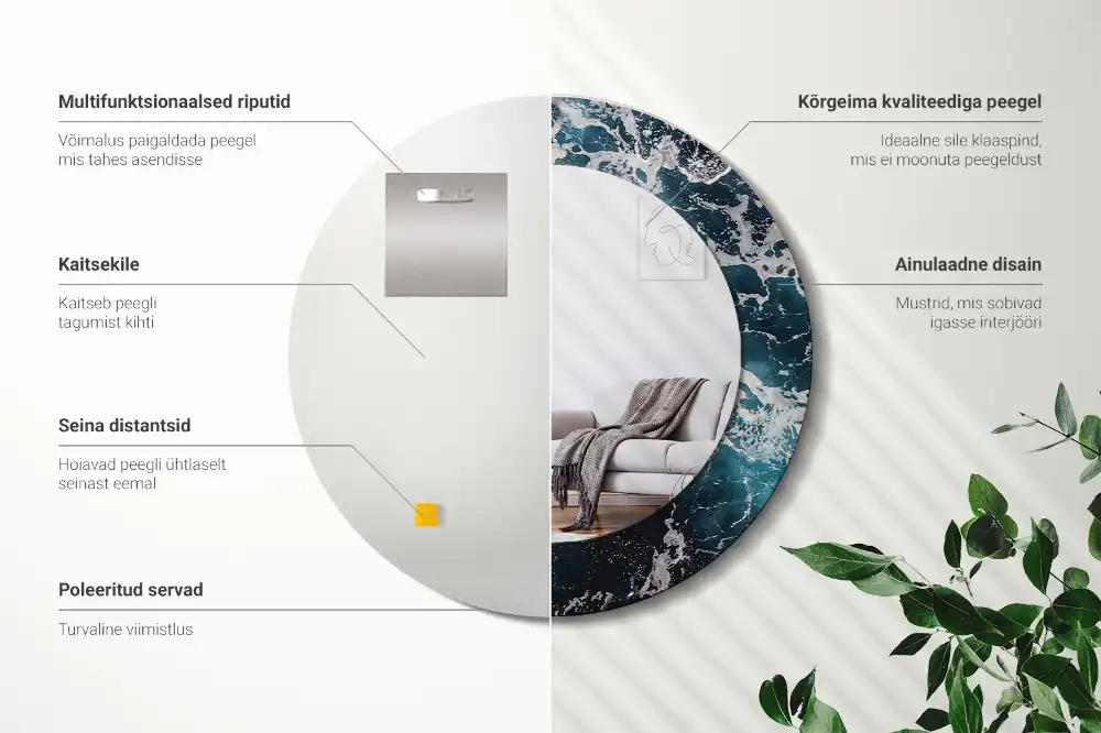 Okrúhle dekoračné zrkadlo na stenu Rozbúrené more